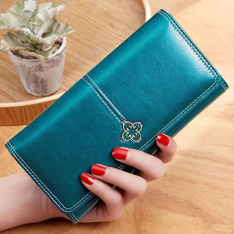 Women's Leather Wallet Woman Luxury Long Wallets Fashion Women Purses Money Bags 2022 Handbags Womens Purse Cards Holder Blue Wolf Store Blue