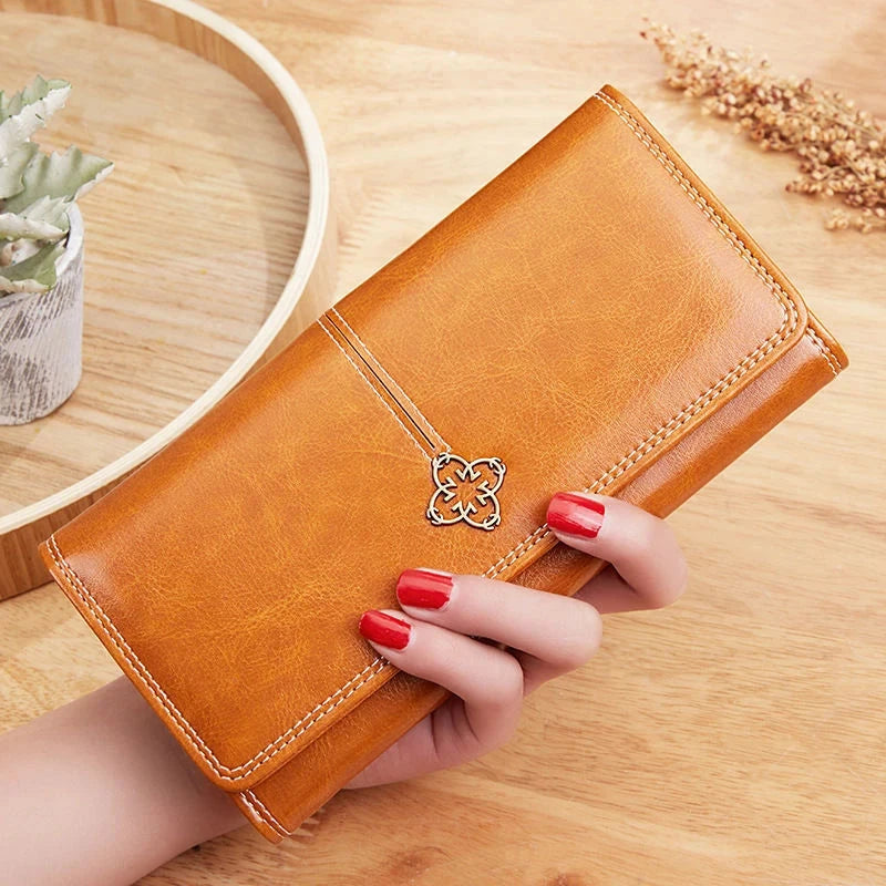 Women's Leather Wallet Woman Luxury Long Wallets Fashion Women Purses Money Bags 2022 Handbags Womens Purse Cards Holder Blue Wolf Store Khaki