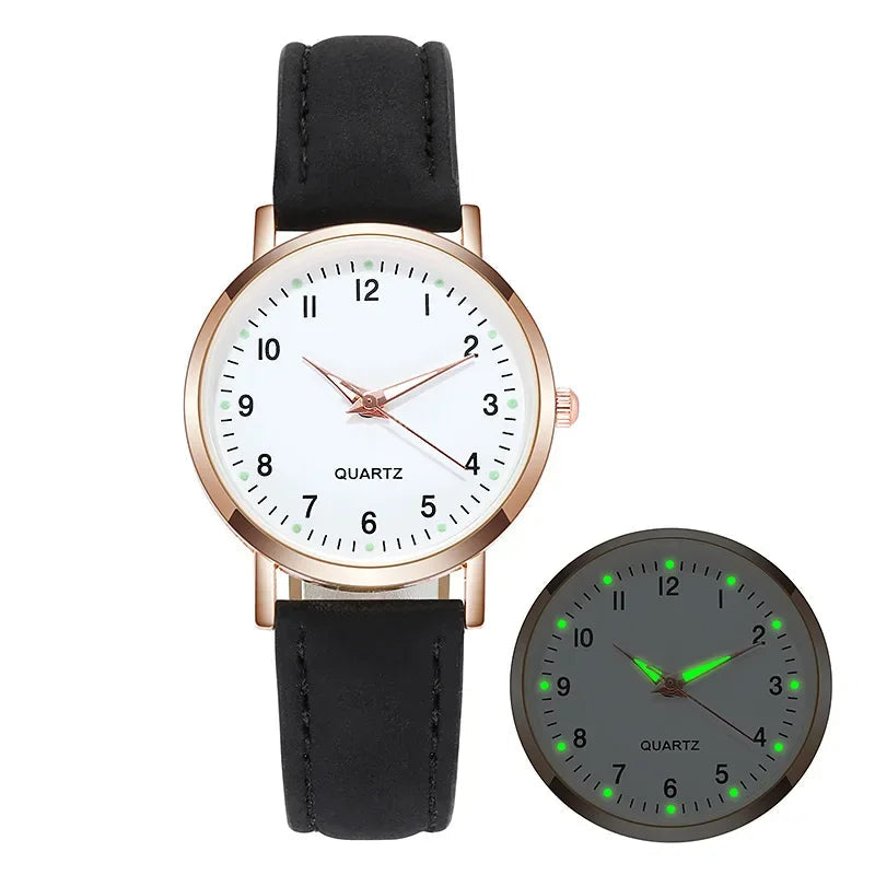 Women's Luminous Classic Watch with Leather Strap Women's Luminous Classic Watch with Leather Strap Blue Wolf Store