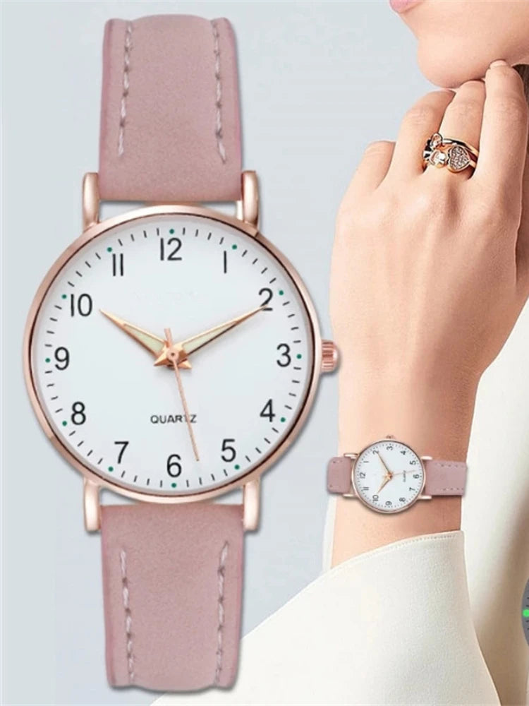 Women's Luminous Classic Watch with Leather Strap Women's Luminous Classic Watch with Leather Strap Blue Wolf Store
