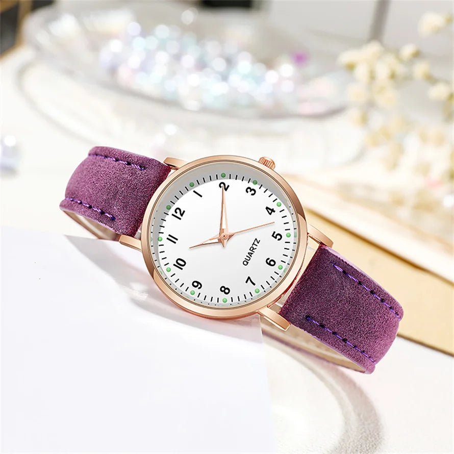 Women's Luminous Classic Watch with Leather Strap Women's Luminous Classic Watch with Leather Strap Blue Wolf Store
