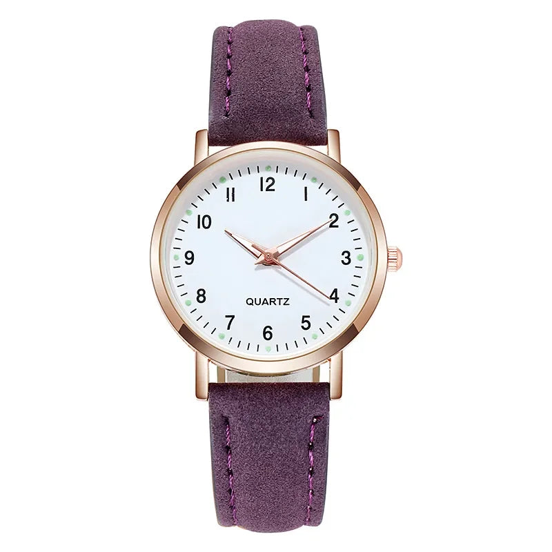 Women's Luminous Classic Watch with Leather Strap Women's Luminous Classic Watch with Leather Strap Blue Wolf Store Purple