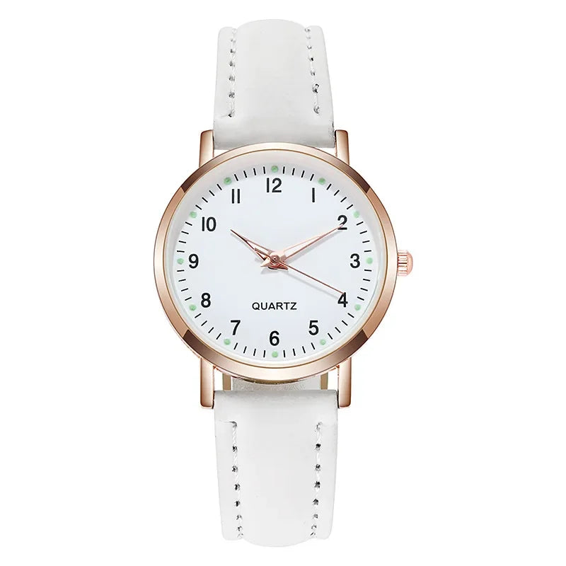 Women's Luminous Classic Watch with Leather Strap Women's Luminous Classic Watch with Leather Strap Blue Wolf Store White
