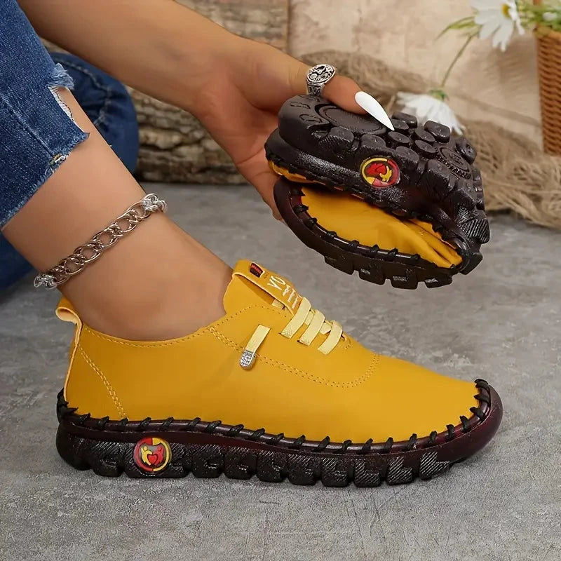 Women's Soft Leather Sneakers Women's Soft Leather Sneakers Blue Wolf Store Yellow US 5 | UK/AU 3 | EU 35