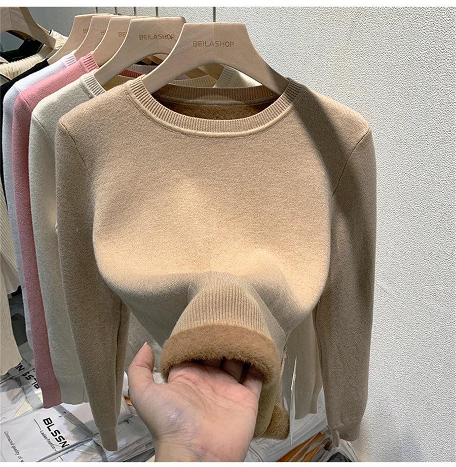 Women's Winter Sweater with Round Neck Women's Winter Sweater with Round Neck Blue Wolf Store