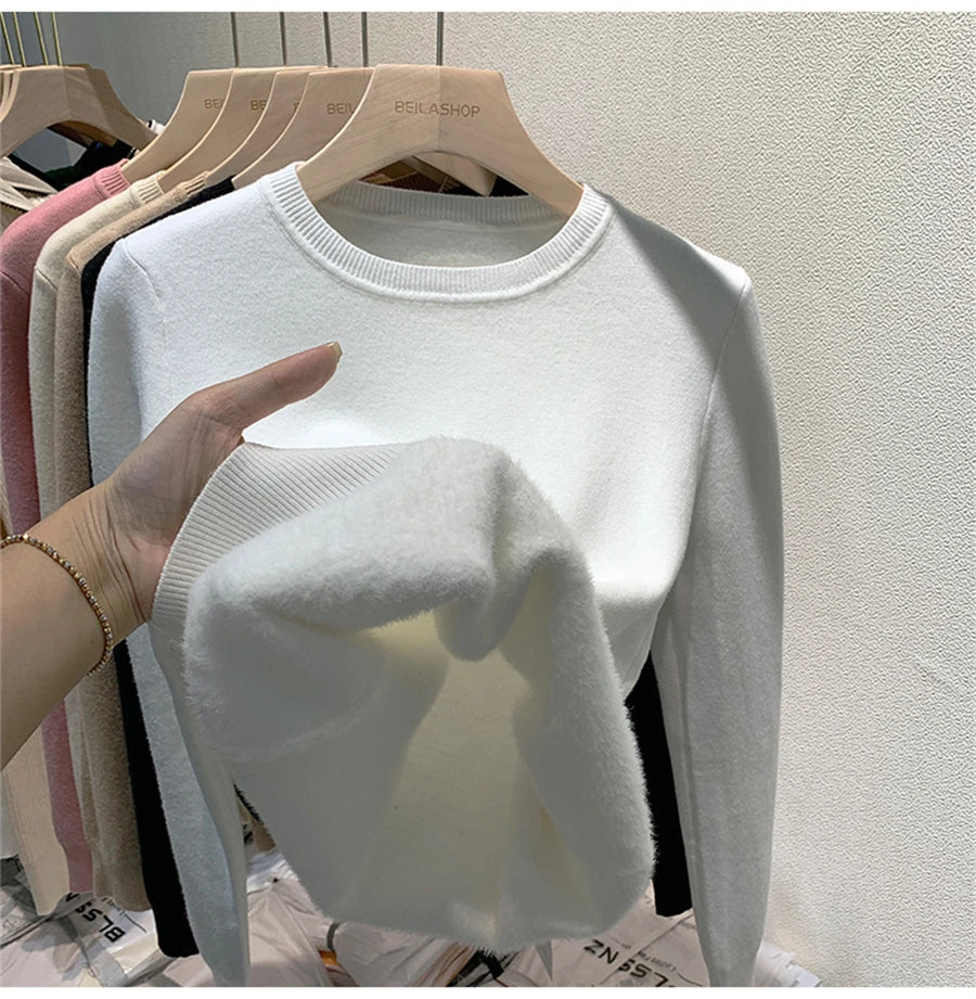 Women's Winter Sweater with Round Neck Women's Winter Sweater with Round Neck Blue Wolf Store