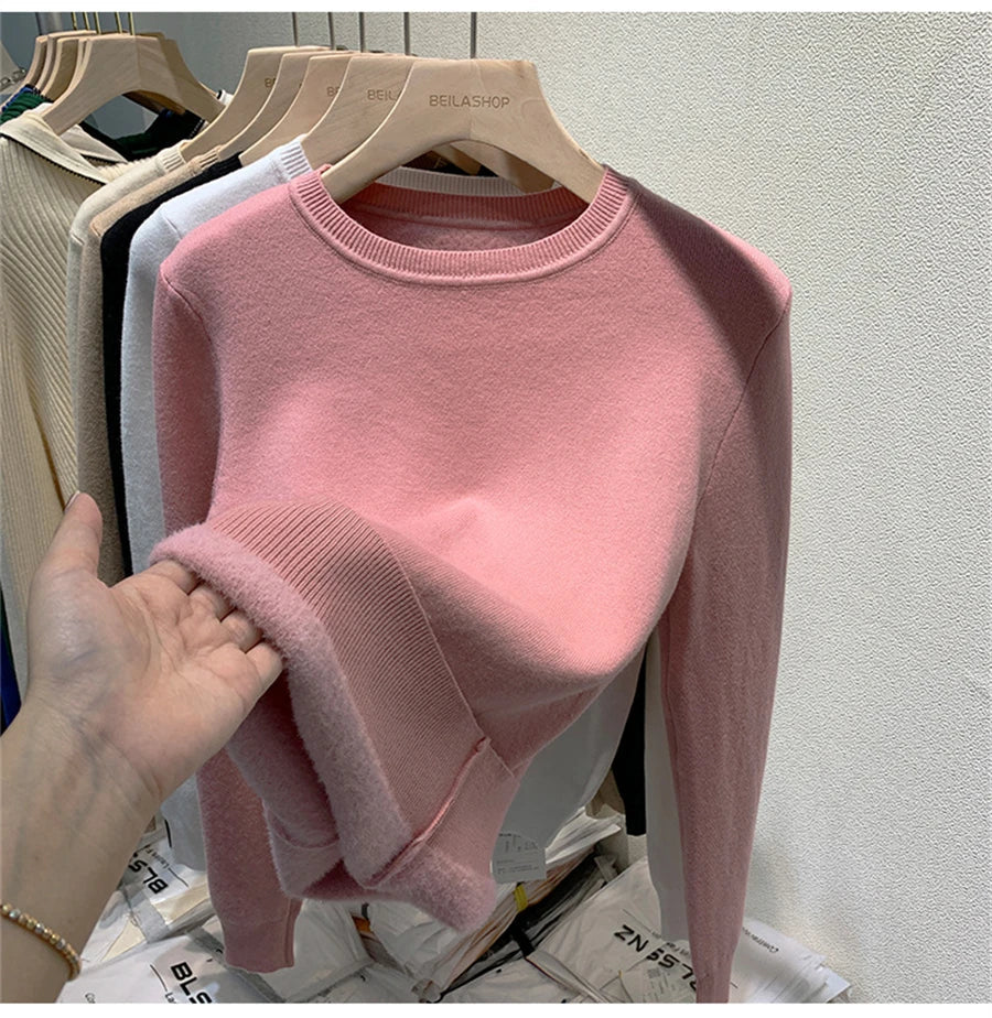 Women's Winter Sweater with Round Neck Women's Winter Sweater with Round Neck Blue Wolf Store