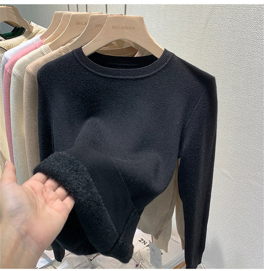 Women's Winter Sweater with Round Neck Women's Winter Sweater with Round Neck Blue Wolf Store