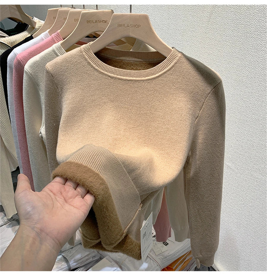 Women's Winter Sweater with Round Neck Women's Winter Sweater with Round Neck Blue Wolf Store