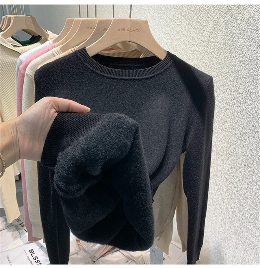 Women's Winter Sweater with Round Neck Women's Winter Sweater with Round Neck Blue Wolf Store