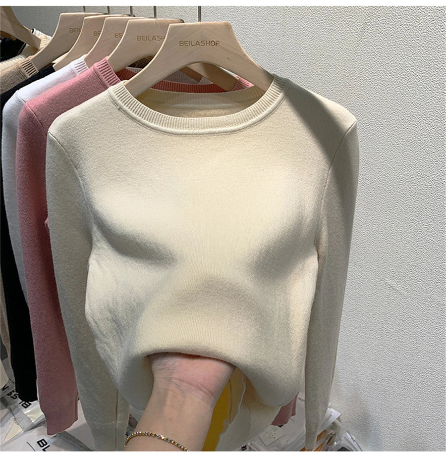 Women's Winter Sweater with Round Neck Women's Winter Sweater with Round Neck Blue Wolf Store