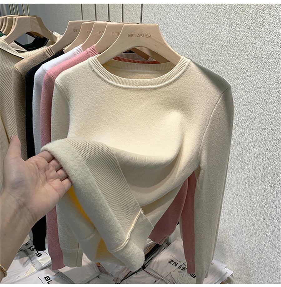 Women's Winter Sweater with Round Neck Women's Winter Sweater with Round Neck Blue Wolf Store