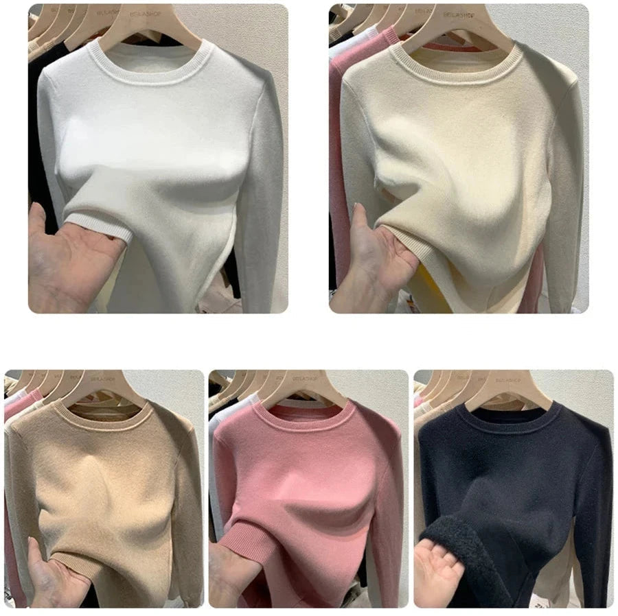 Women's Winter Sweater with Round Neck Women's Winter Sweater with Round Neck Blue Wolf Store