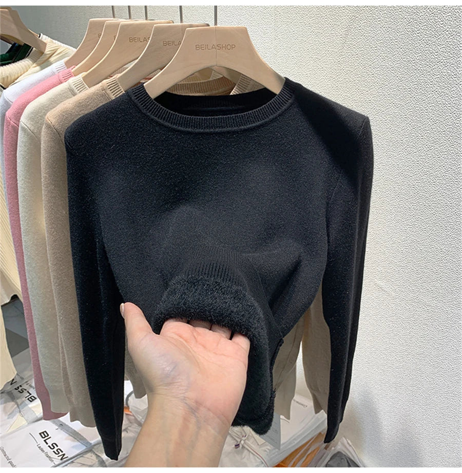 Women's Winter Sweater with Round Neck Women's Winter Sweater with Round Neck Blue Wolf Store