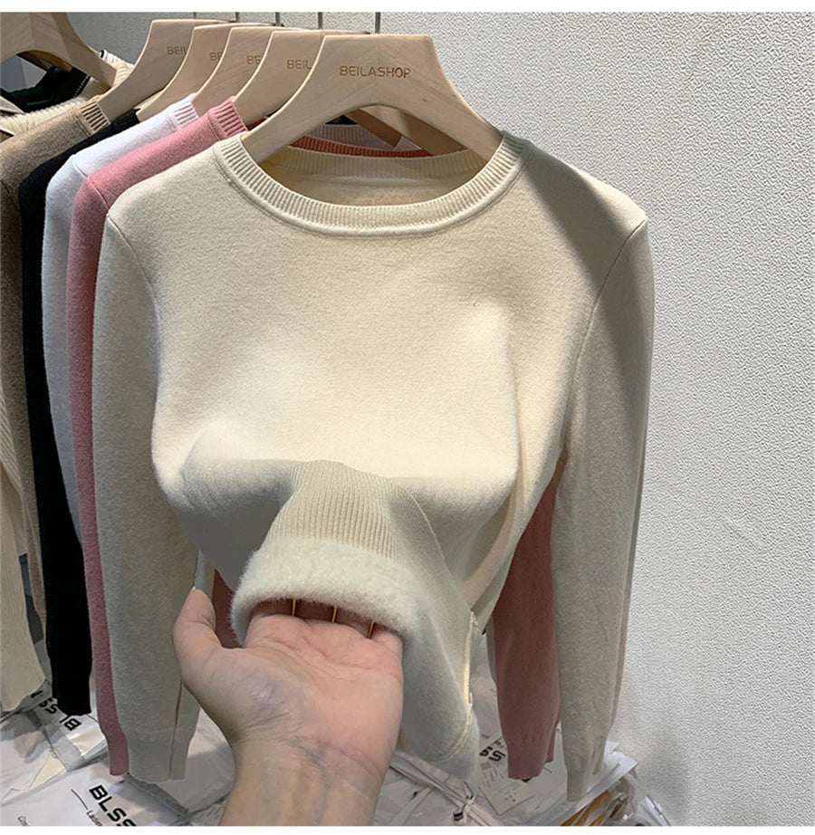 Women's Winter Sweater with Round Neck Women's Winter Sweater with Round Neck Blue Wolf Store