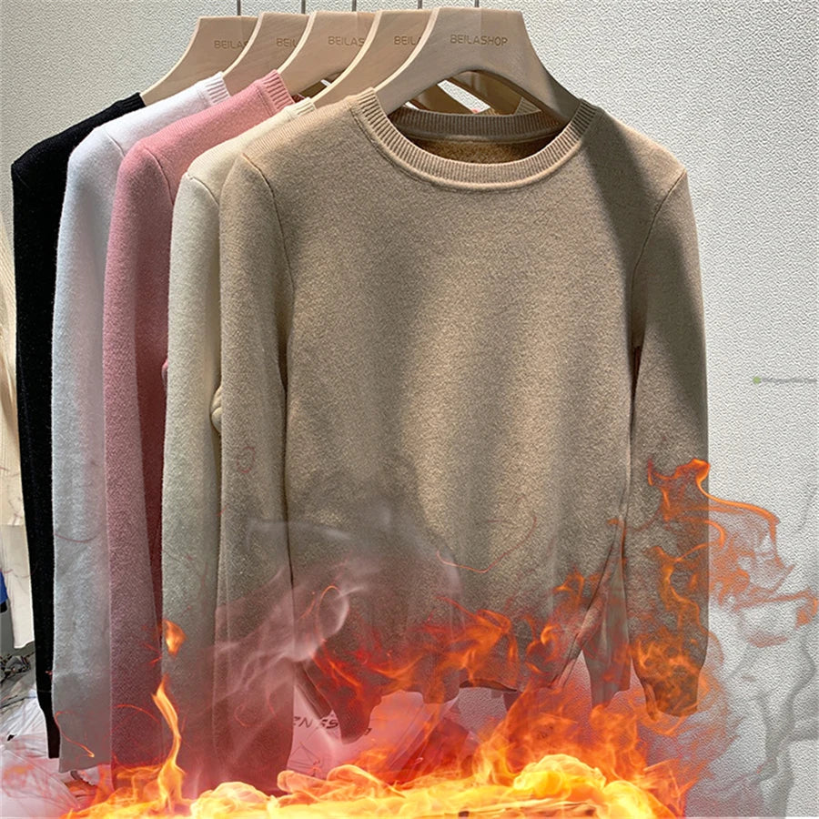 Women's Winter Sweater with Round Neck Women's Winter Sweater with Round Neck Blue Wolf Store