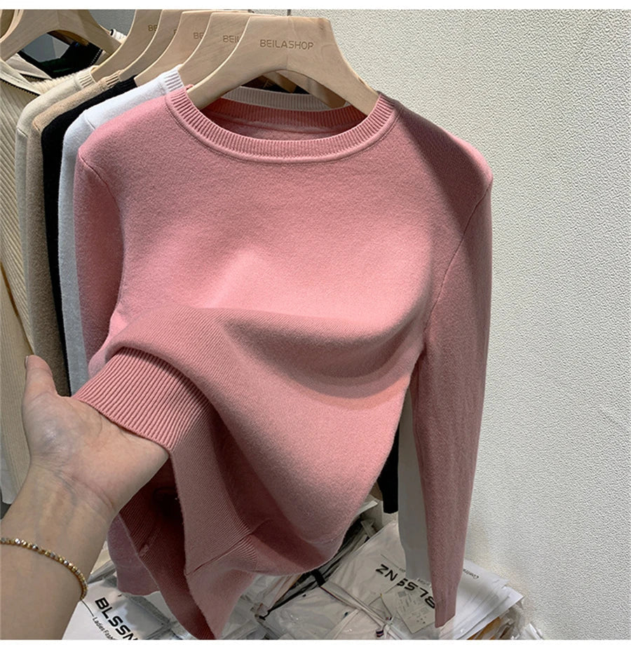 Women's Winter Sweater with Round Neck Women's Winter Sweater with Round Neck Blue Wolf Store