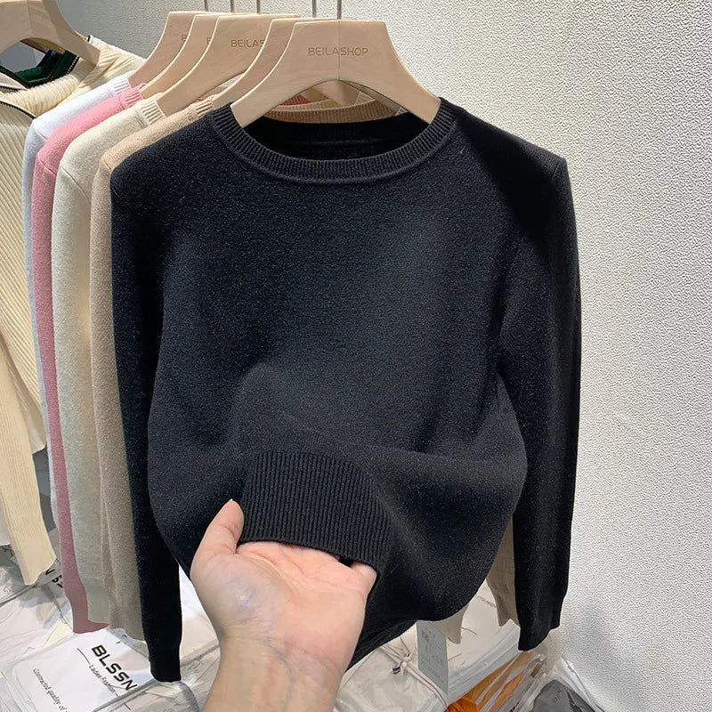 Women's Winter Sweater with Round Neck Women's Winter Sweater with Round Neck Blue Wolf Store