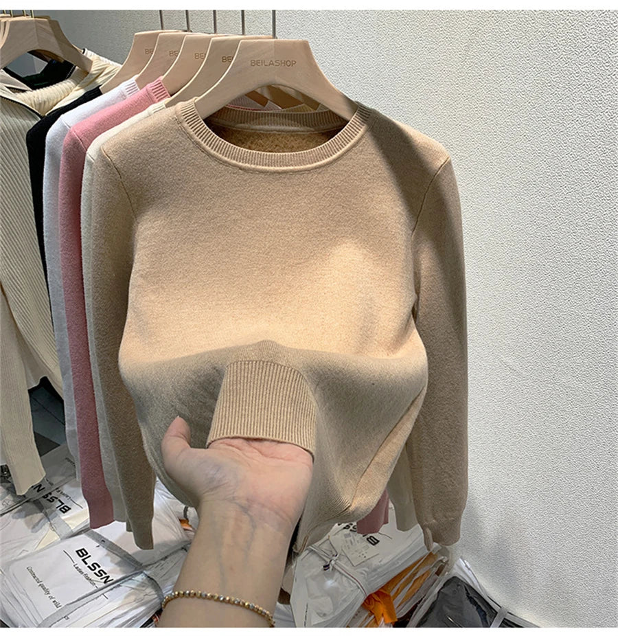 Women's Winter Sweater with Round Neck Women's Winter Sweater with Round Neck Blue Wolf Store