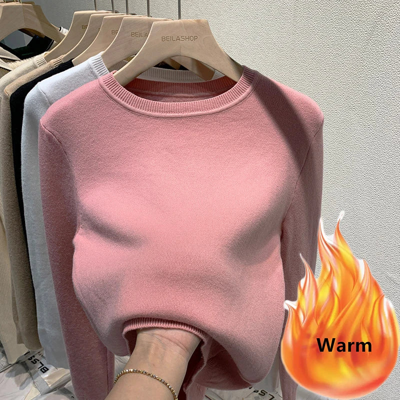 Women's Winter Sweater with Round Neck Women's Winter Sweater with Round Neck Blue Wolf Store Pink S
