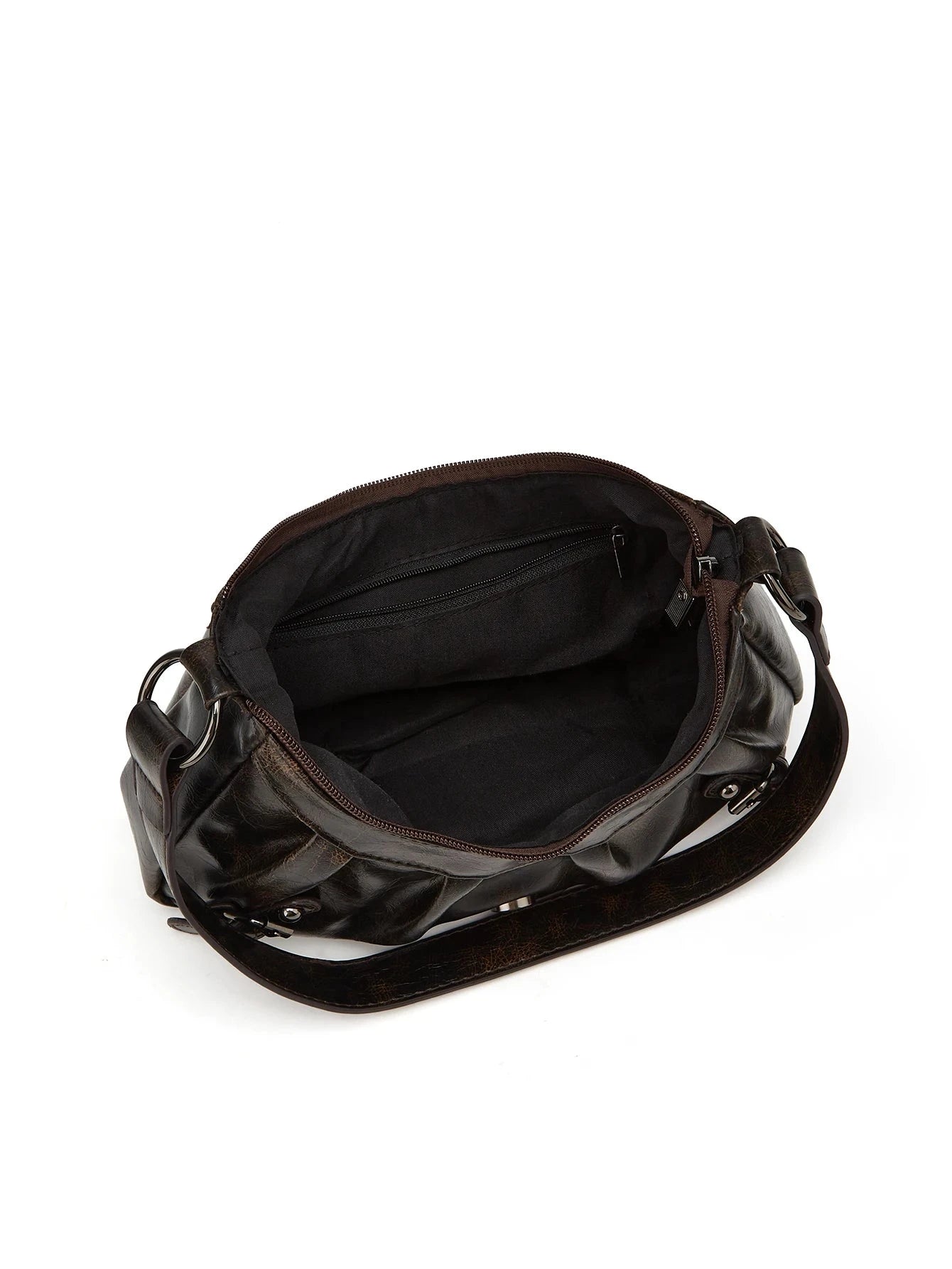 Y2K Retro Style Shoulder Bag, Maillard Pleated Rivet Armpit Bag, Fashionable Ladies Cool Leather Shoulder Bag Blue Wolf Store