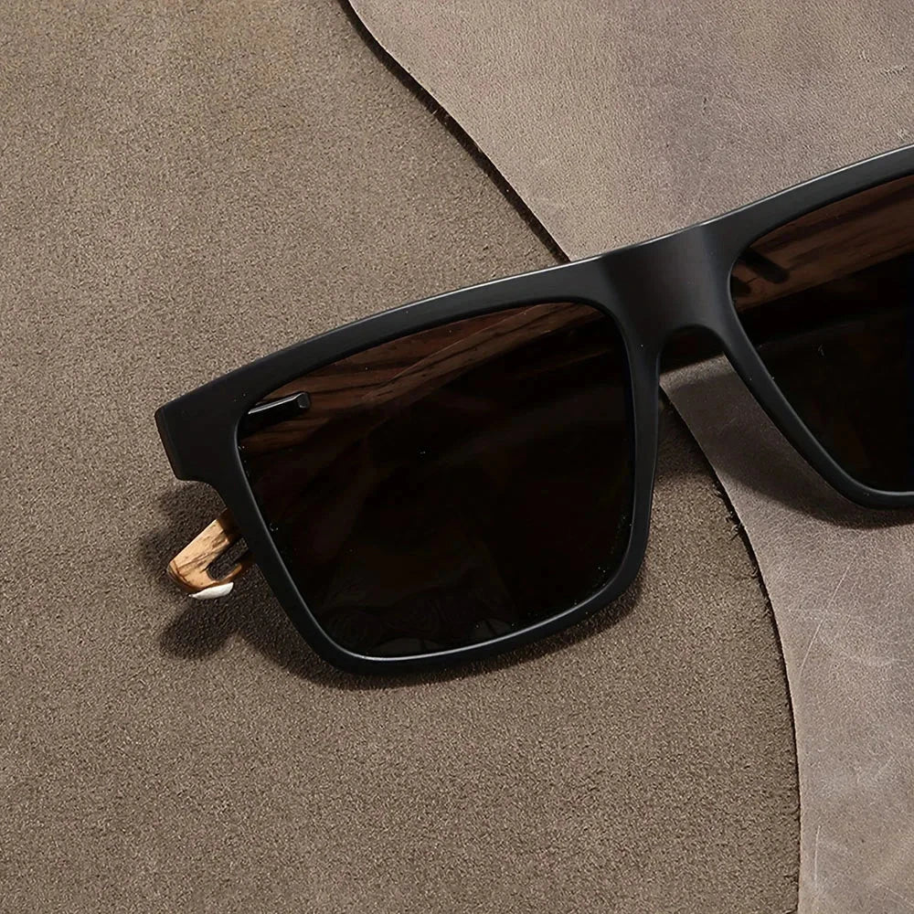 1/2pcs New Square Casual Sunglasses Wood Grain Spring Hinges UV400 Protection Unisex Outdoor Daily Eyewear Blue Wolf Store 