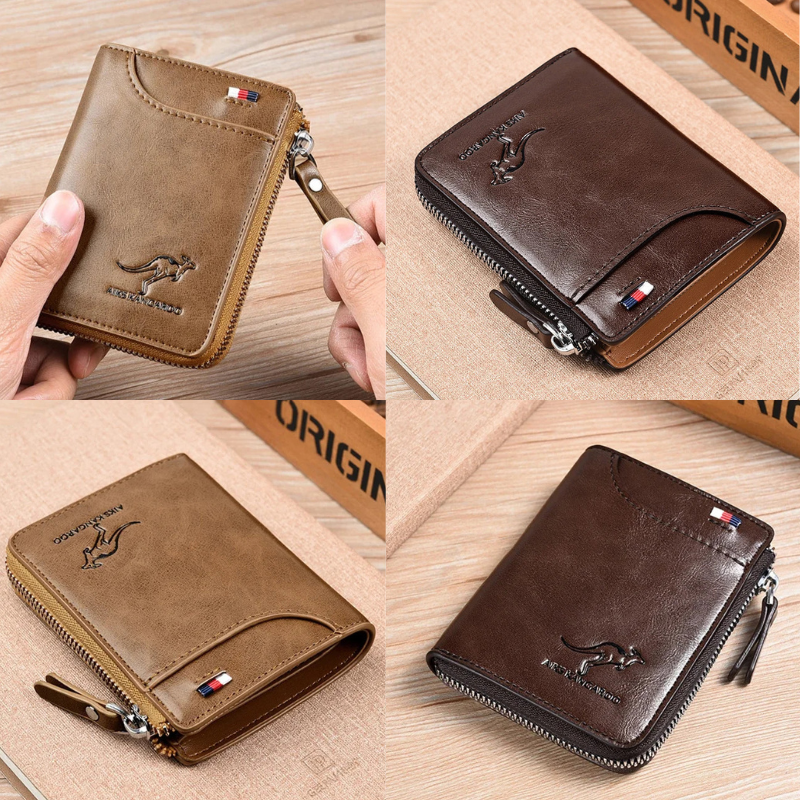 Men Wallet Zipper Leather Purse ( RFID PROTECTED )