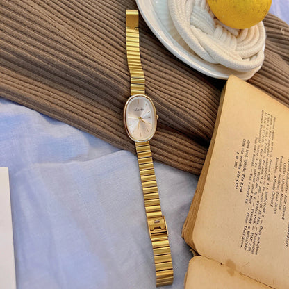 1pc New Fashionable Women's Watch With Gold Bracelet, Vintage & Luxury Ins Style, Elegant & Versatile Quartz Watch ladies watch Blue Wolf Store 