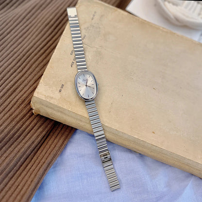 1pc New Fashionable Women's Watch With Gold Bracelet, Vintage & Luxury Ins Style, Elegant & Versatile Quartz Watch ladies watch Blue Wolf Store Silver 