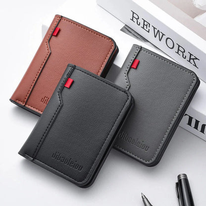 1Pc New Ultra-thin Mini Soft PU Leather Credit Card Wallet Holder Short Vertical High Quality Men's Wallet Blue Wolf Store 