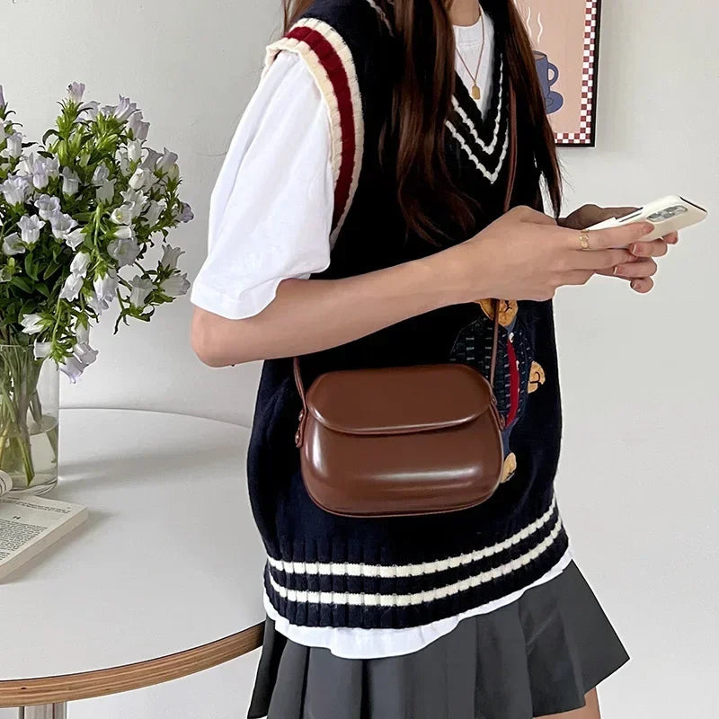 2024 Flap Crossbody Bags Women Mini PU Leather Shoulder Purses and Handbags for Girls Ladies Phone Simple Solid Designer Bag Blue Wolf Store 