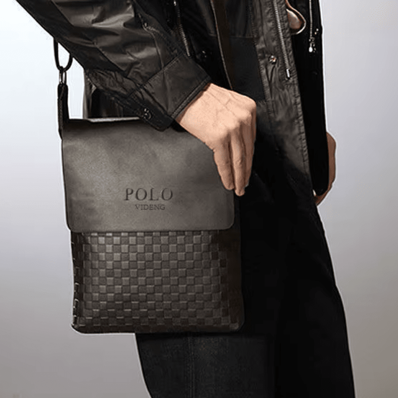 2025 Men's Shoulder Crossbody Bag Korean Version Fashionable Chessboard Pattern Embossed New Men's Casual Business Bag Blue Wolf Store 