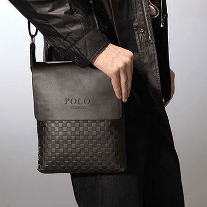 2025 Men's Shoulder Crossbody Bag Korean Version Fashionable Chessboard Pattern Embossed New Men's Casual Business Bag Blue Wolf Store 