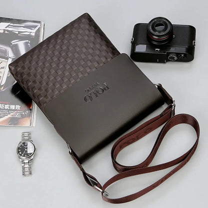 2025 Men's Shoulder Crossbody Bag Korean Version Fashionable Chessboard Pattern Embossed New Men's Casual Business Bag Blue Wolf Store 