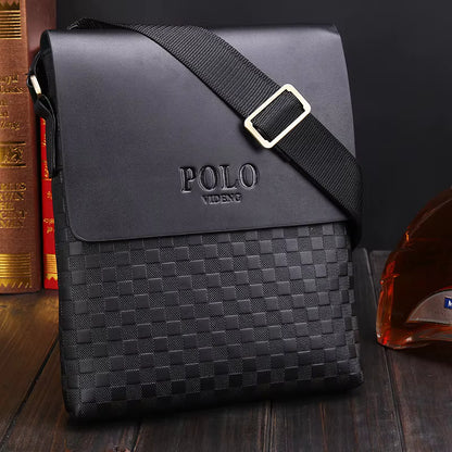 2025 Men's Shoulder Crossbody Bag Korean Version Fashionable Chessboard Pattern Embossed New Men's Casual Business Bag Blue Wolf Store 