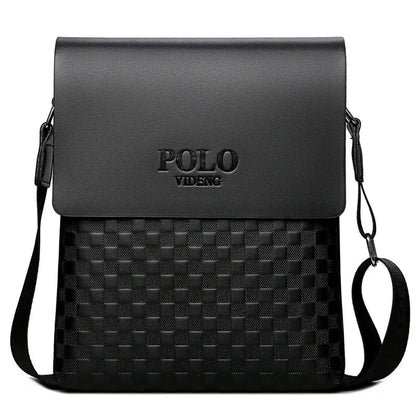 2025 Men's Shoulder Crossbody Bag Korean Version Fashionable Chessboard Pattern Embossed New Men's Casual Business Bag Blue Wolf Store Black 