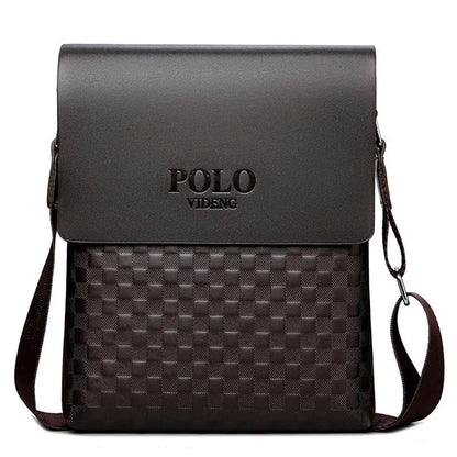 2025 Men's Shoulder Crossbody Bag Korean Version Fashionable Chessboard Pattern Embossed New Men's Casual Business Bag Blue Wolf Store Dark Brown 