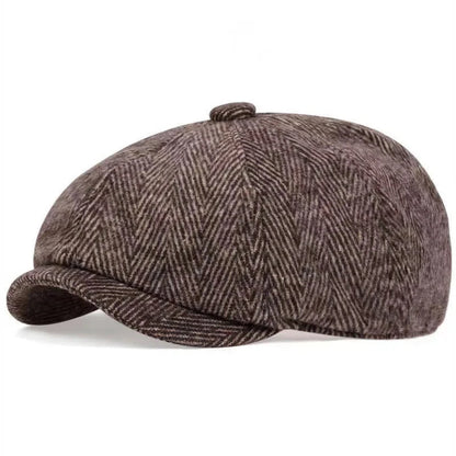 2025 New Classic Hat for Men Caps Vintage Retro Tweed Peaky Blinders Beret Hat Flat Peaked Cap Street Hats for Women Men Blue Wolf Store mz118-coffee 