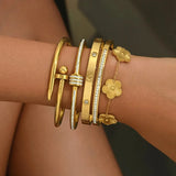 Set of 5 Elegant Gold Bracelets