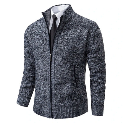 Autumn And Winter New Jersey Men's Casual Sports Coat Solid Color Stand Collar Wweater Grab Fleece Warm Zipper Cardigan Blue Wolf Store 8801Dark gray XXXL 
