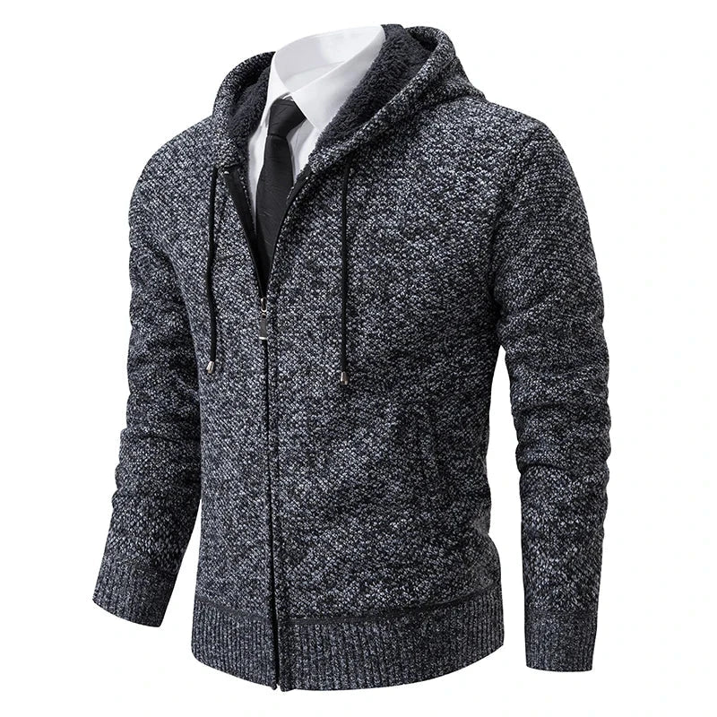 Autumn And Winter New Jersey Men's Casual Sports Coat Solid Color Stand Collar Wweater Grab Fleece Warm Zipper Cardigan Blue Wolf Store 8802Dark gray M 