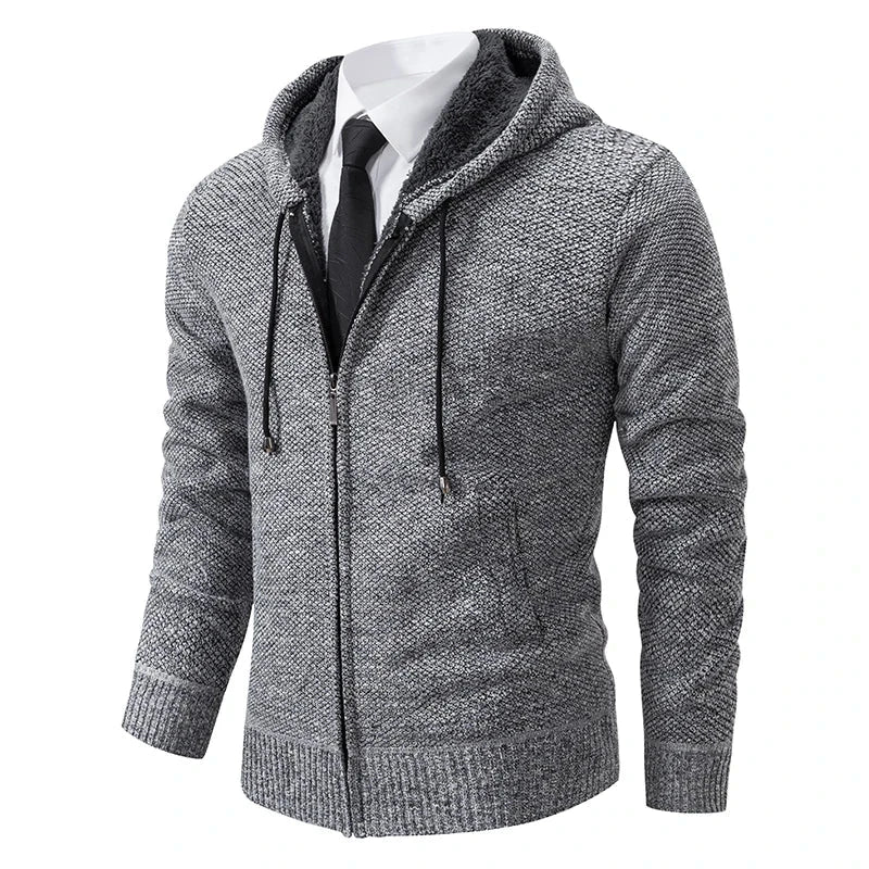 Autumn And Winter New Jersey Men's Casual Sports Coat Solid Color Stand Collar Wweater Grab Fleece Warm Zipper Cardigan Blue Wolf Store 8802Light gray 4XL 