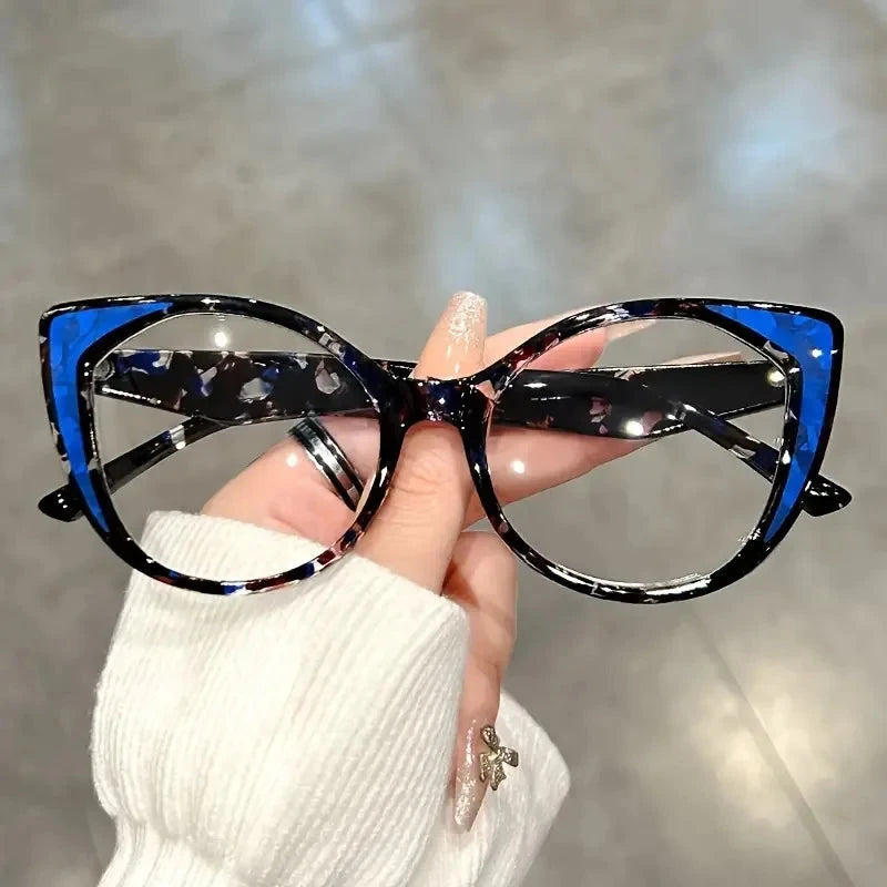 Blue Light Blocking Cat Eye Glasses with Gradient Color Frame, Transparent Lenses for Men and Women Blue Wolf Store Blue 