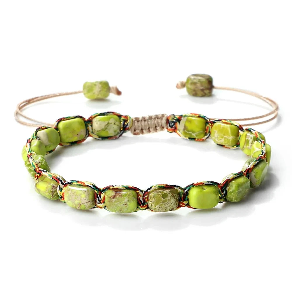 Bohemian Imperial Stone Beaded Bracelet Handmade Braided String Bangles Friendship Jewelry Gift Vintage Design Strand Bracelets Blue Wolf Store H 