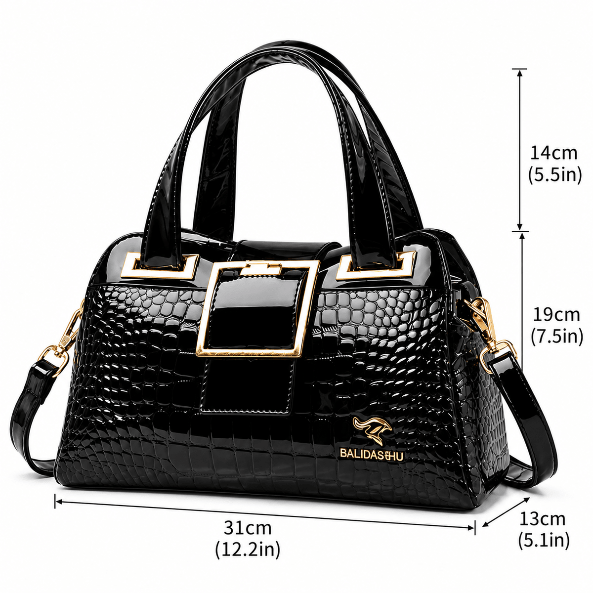 CAVÉLLE – Elegant Women's Crocodile-Textured Leather Handbag CAVÉLLE – Elegant Women's Crocodile-Textured Leather Handbag 