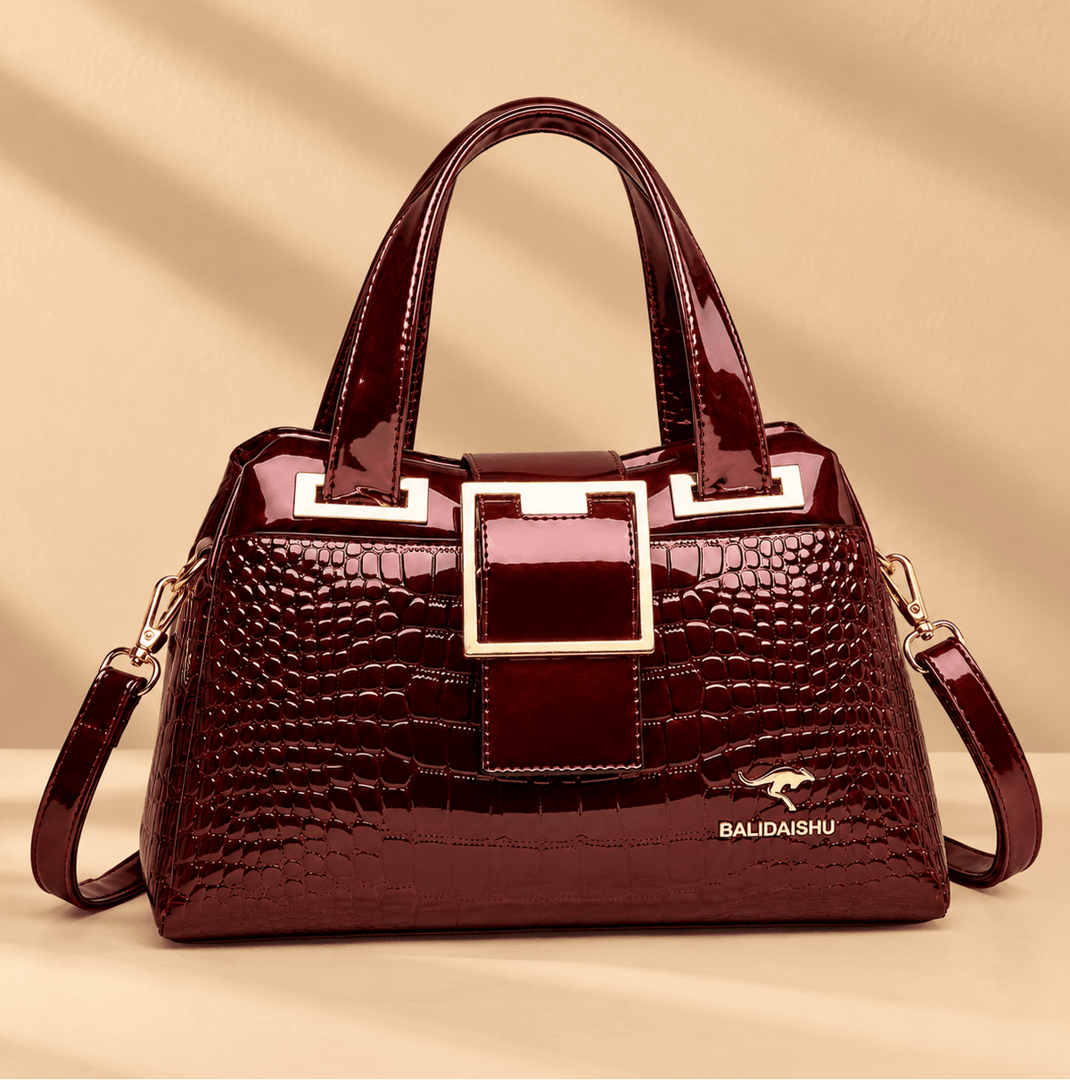 CAVÉLLE – Elegant Women's Crocodile-Textured Leather Handbag CAVÉLLE – Elegant Women's Crocodile-Textured Leather Handbag 