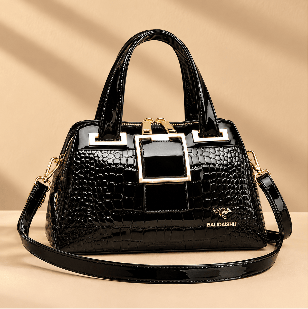 CAVÉLLE – Elegant Women's Crocodile-Textured Leather Handbag CAVÉLLE – Elegant Women's Crocodile-Textured Leather Handbag 