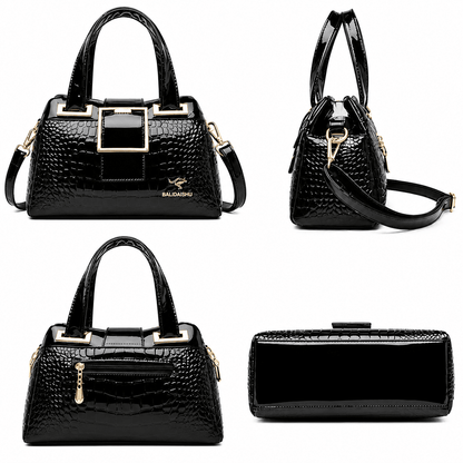 CAVÉLLE – Elegant Women's Crocodile-Textured Leather Handbag CAVÉLLE – Elegant Women's Crocodile-Textured Leather Handbag 