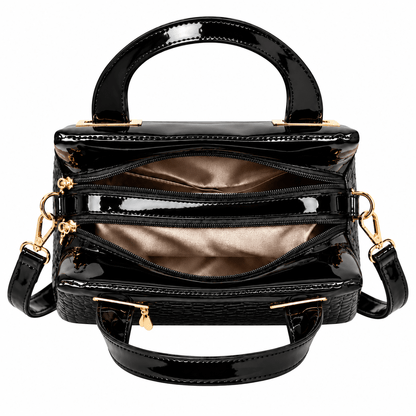 CAVÉLLE – Elegant Women's Crocodile-Textured Leather Handbag CAVÉLLE – Elegant Women's Crocodile-Textured Leather Handbag 