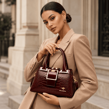 CAVÉLLE – Elegant Women's Crocodile-Textured Leather Handbag CAVÉLLE – Elegant Women's Crocodile-Textured Leather Handbag 